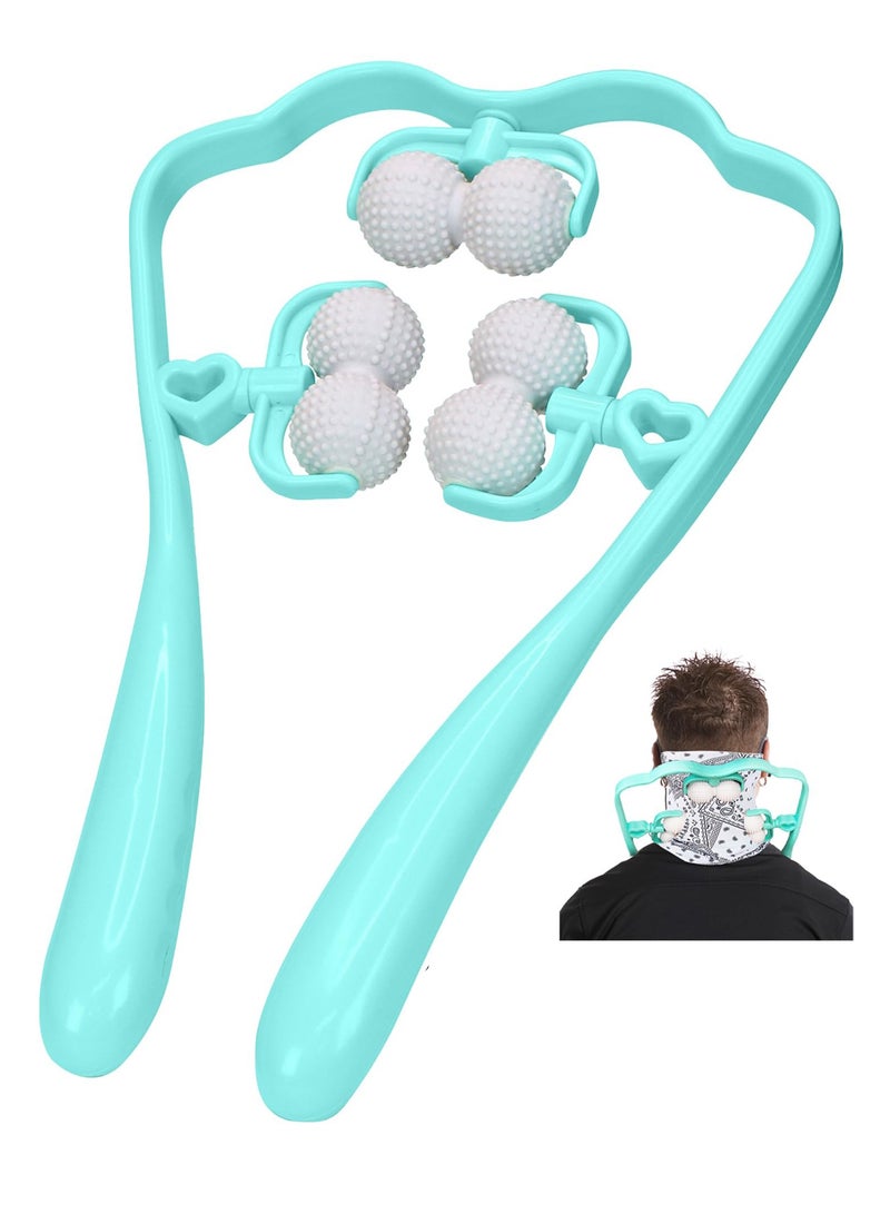 SYOSI Neck Massager Upgrade, Neck Massager for Pain Relief deep Tissue, 6 Balls Massage Roller, Shoulder Massager, Manual Neck Massager, Handheld Neck and Back Massager Roller Legs Shoulder Relaxer  - Image 1