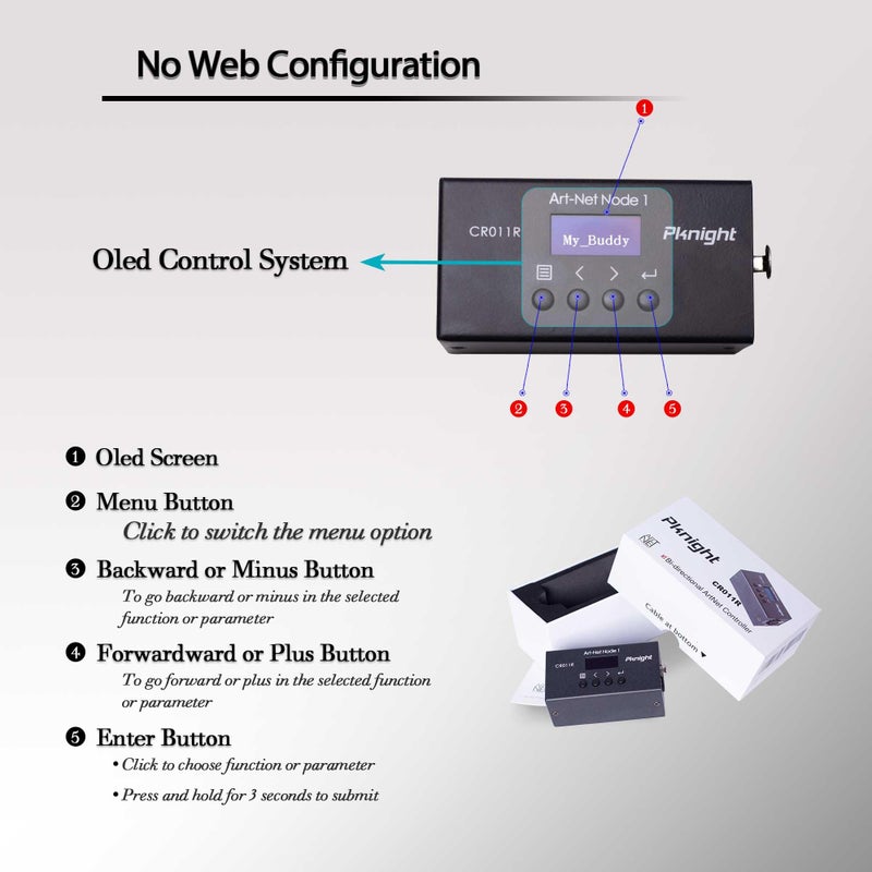 Pknight ArtNet DMX Ethernet Lighting Controller Interface, 3-Pin XLR, 1-Universe Bi-directional Art-Net to DMX512 Node (No RDM) - Image 4