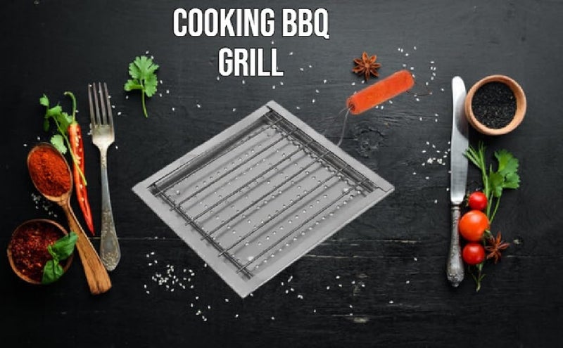 SHREESAMP SHREESAMP BBQ Toaster White Kitchen Cooking Tools for Papad Rotis and Parathas Grill with Wooden Handle Chapati Toast Baigan Bharta Safe Portable Outdoor [34x21x2CM]  - Image 5