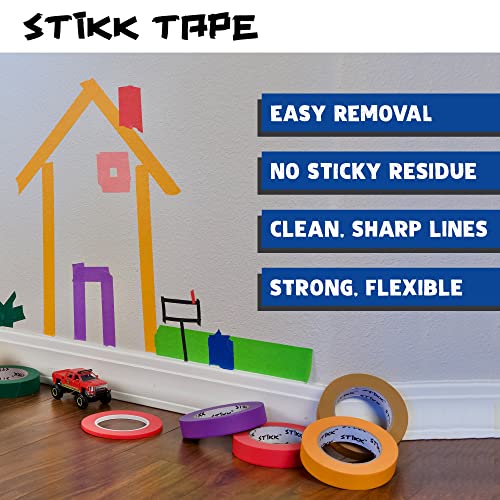 STIKK Painters Tape - 3pk Blue Painter Tape - 1/4 inch x 60 Yards - Paint Tape for Painting, Edges, Trim, Ceilings - Masking Tape for DIY Paint Projects - Residue-Free Painting Tape - Image 5