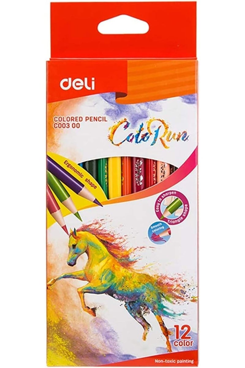 Deli EC00300 ColoRun Colored Pencil - 12 Pieces - Image 1