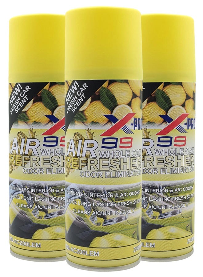 X Pro 99 3 pcs  X-99 Pro Whole Car Air Freshener Lemon Scent 200ml Odor Eliminator AC Cleaner Interior Deodorizer Spray for Car Cabin Refresh Long Lasting Fragrance - Image 1