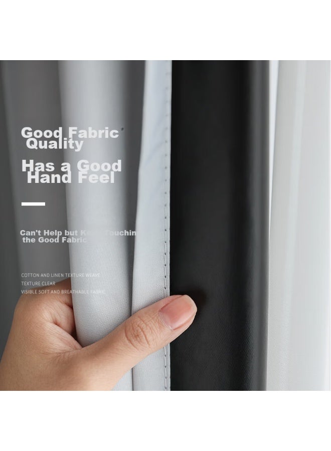 Mingju Fabric Curtains, Blackout Curtains, Ready-made Curtains, Sunshade Curtains, Polyester Taffeta, Light Gray, Hook-style, 2.7*1.6, Single Panel - Image 5