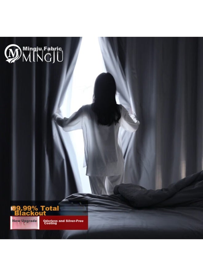 Mingju Fabric Curtains, Blackout Curtains, Ready-made Curtains, Sunshade Curtains, Polyester Taffeta, Light Gray, Hook-style, 2.7*1.6, Single Panel - Image 1