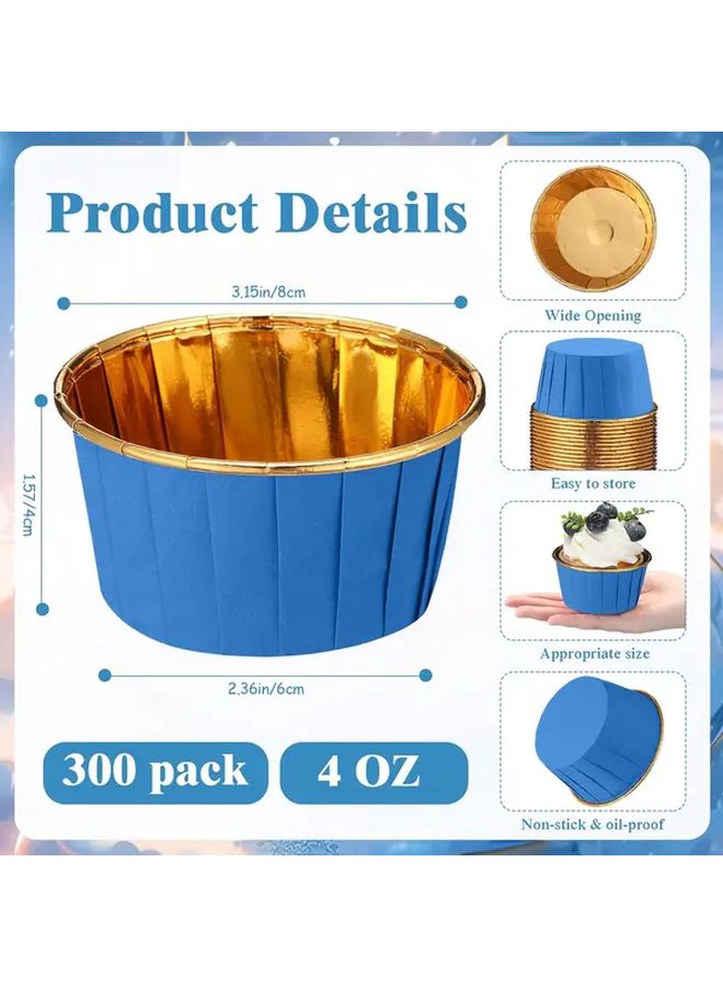 Blue Golden Heat Resistant Oil Proof Aluminum Foil Cupcake Liners Baking Cups - Image 3