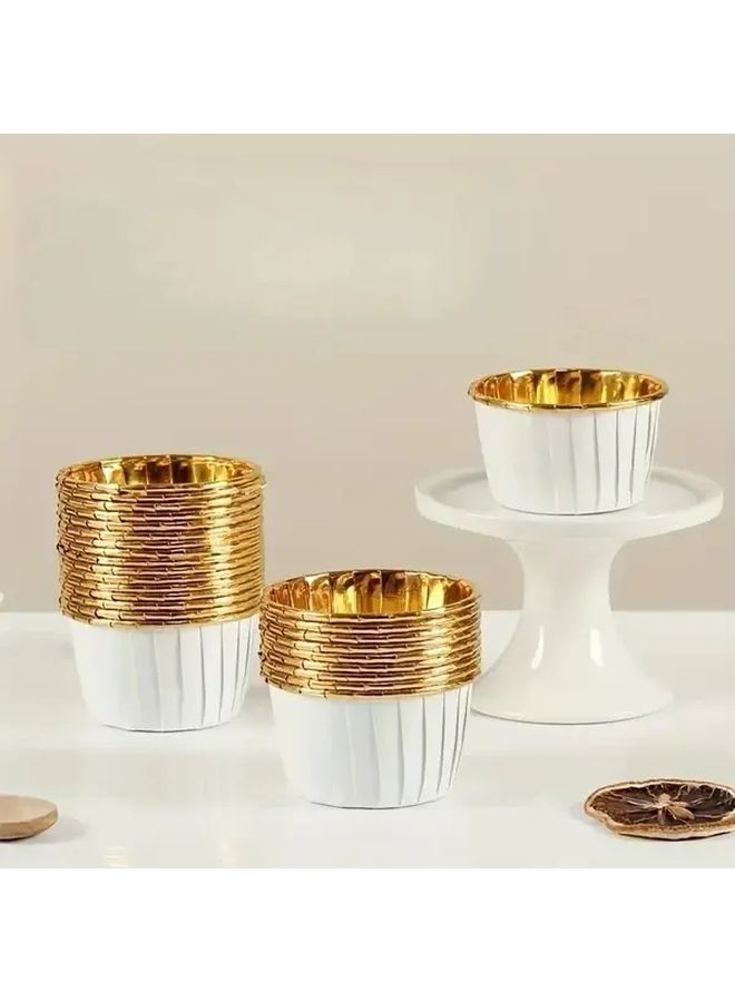Blue Golden Heat Resistant Oil Proof Aluminum Foil Cupcake Liners Baking Cups - Image 5