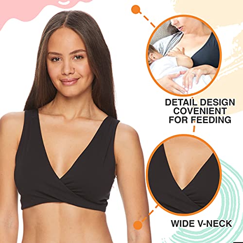 Lamaze Women's Cotton Spandex Sleep Bra for Nursing and Maternity, Black, Small - Image 3