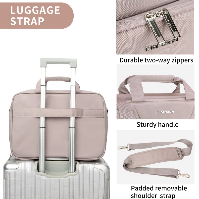 EMPSIGN 17.3 Inch Laptop Bag, Large Capacity Expandable Briefcase for Women & Men Business Office, Water-Repellent Laptop Case Travel Computer Bag with RFID Pockets, Dusty Pink - Image 5