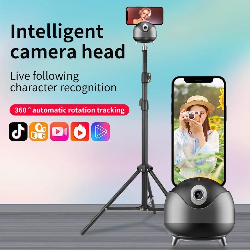 حامل ثلاثي القوائم مع تتبع الوجه الآلي ودوران 360 درجة وحامل هاتف ذكي للتصوير مع تحكم عن بعد وتحكم بالإيماءات للبث المباشر على تيك توك والفيديو - Image 1
