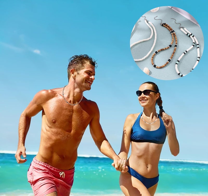 FIRAZIO 5Pcs Puka Shell Necklace Men Seashell Necklace Summer Beach Surfer Necklace for Men Women Hawaiian Necklace for Men White Necklace Beach Jewelry - Image 5
