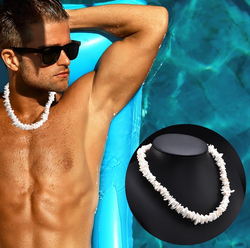 FIRAZIO 5Pcs Puka Shell Necklace Men Seashell Necklace Summer Beach Surfer Necklace for Men Women Hawaiian Necklace for Men White Necklace Beach Jewelry - Image 2