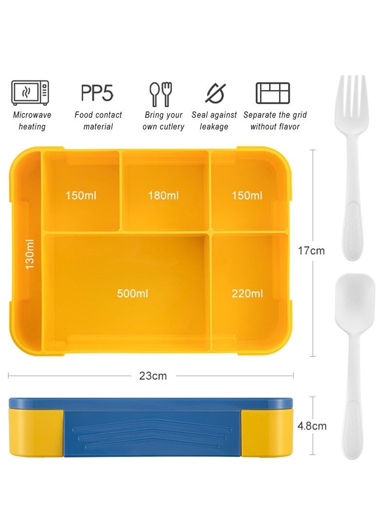 Yakiter Lunch Box for Kid School,Children's Lunch Box with Compartments, Bento Box Children, Leak-proof Lunch Box for Girls and Boys, Snack Box, Perfect for School, Nursery & Trips (Blue) - Image 2