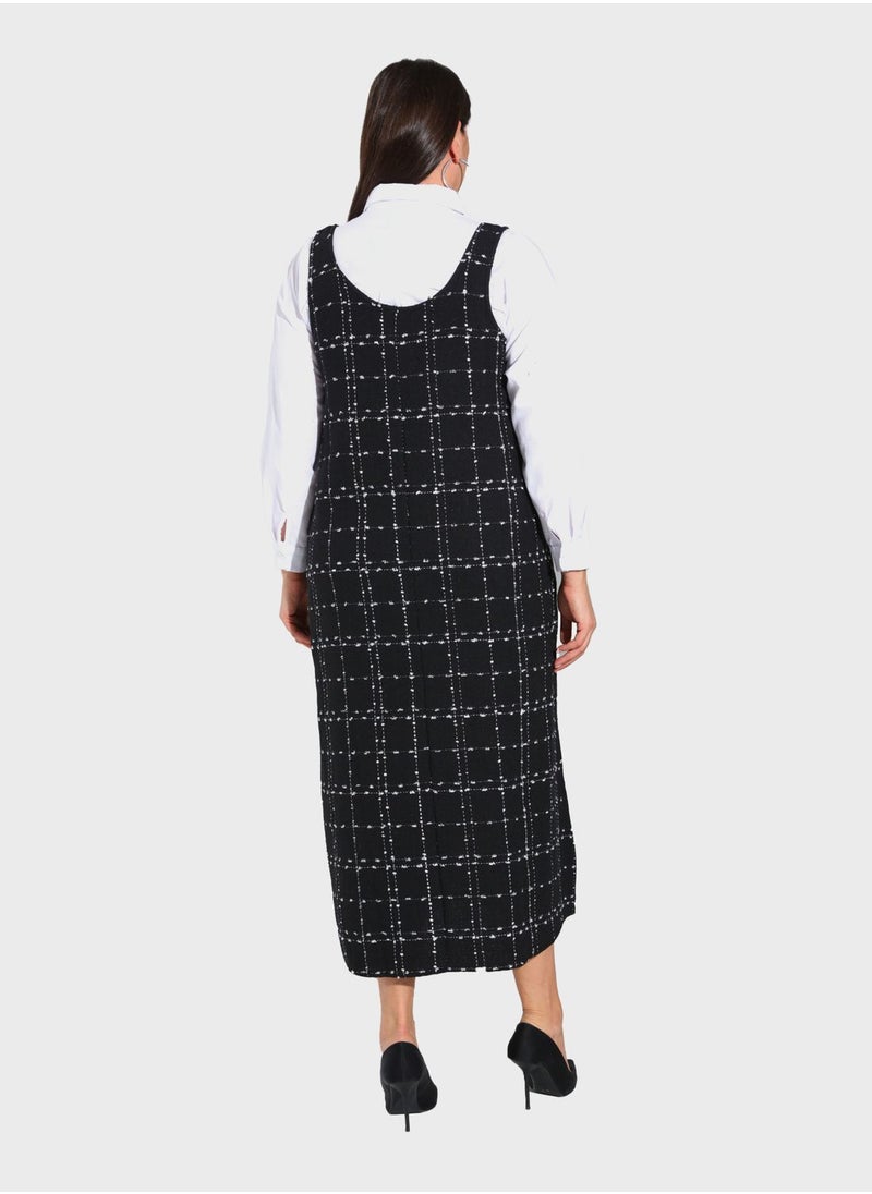 Alia by modanisa - Embroidered Square Neck Dress - Image 1