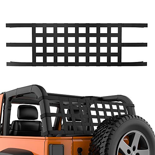 JOYTUTUS Mesh Cargo Net Roof Storage Netting Hammock Roll Cage Bar Restraint for 1987-2024 Wrangler YJ TJ JK JL & Gladiator JT - Image 1