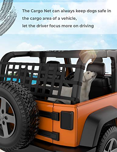 JOYTUTUS Mesh Cargo Net Roof Storage Netting Hammock Roll Cage Bar Restraint for 1987-2024 Wrangler YJ TJ JK JL & Gladiator JT - Image 4