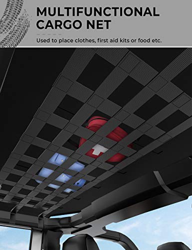 JOYTUTUS Mesh Cargo Net Roof Storage Netting Hammock Roll Cage Bar Restraint for 1987-2024 Wrangler YJ TJ JK JL & Gladiator JT - Image 2