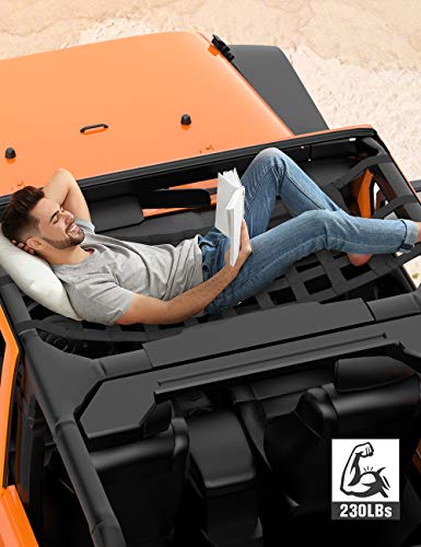 JOYTUTUS Mesh Cargo Net Roof Storage Netting Hammock Roll Cage Bar Restraint for 1987-2024 Wrangler YJ TJ JK JL & Gladiator JT - Image 3