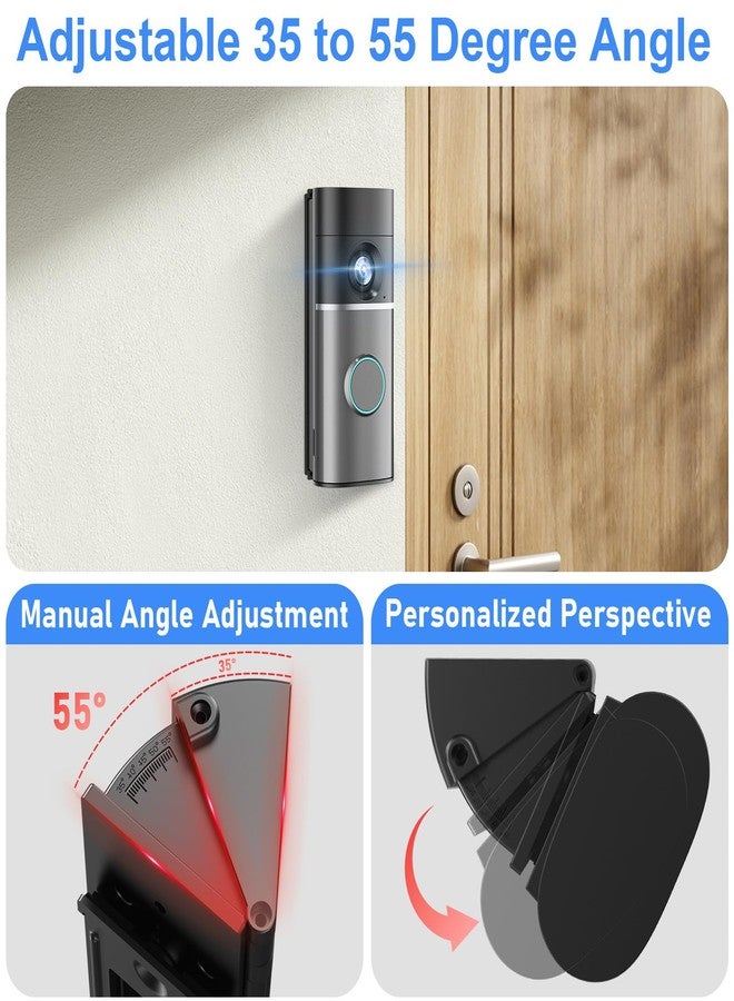 Pyfhy R/ing Doorbell Angle Mount Adjustable 35 to 55 Degree Compatible with Wired Doorbell Pro/Plus, Camera Door Mount Wedge Kit, Left/Right Universal Installation Corner Holder for Apartment Door - Image 4