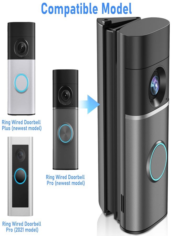 Pyfhy R/ing Doorbell Angle Mount Adjustable 35 to 55 Degree Compatible with Wired Doorbell Pro/Plus, Camera Door Mount Wedge Kit, Left/Right Universal Installation Corner Holder for Apartment Door - Image 2