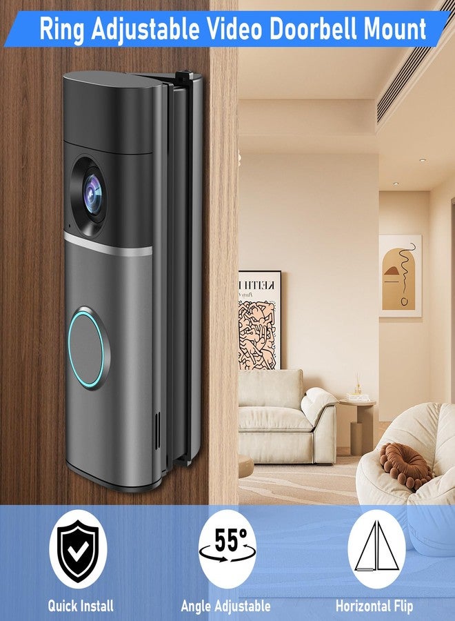 Pyfhy R/ing Doorbell Angle Mount Adjustable 35 to 55 Degree Compatible with Wired Doorbell Pro/Plus, Camera Door Mount Wedge Kit, Left/Right Universal Installation Corner Holder for Apartment Door - Image 5