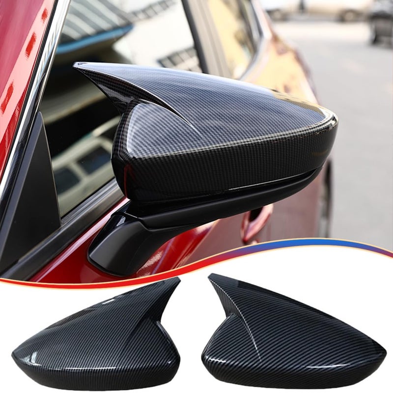 MUXEE 2PCS New Rear View Mirror Outside Housing Wing Mirror Cover Cap Trim for Mazda 3 Axela 20192025 ABS Carbon Fiber Sport Interior AccessoriesNOT FIT Hatchback Model