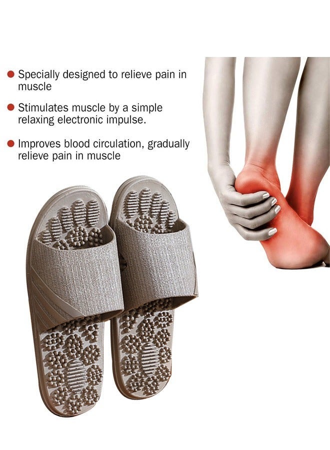Massage Slippers for Plantar Fasciitis for Men, Acupuncture Slippers Plantar Pain Relief Non-Slip Massage Sandals Men Stress Relief for Bathï¼Greyï¼ - Image 2