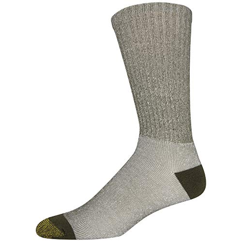 GOLDTOE Men's 656S Cotton Crew Athletic Socks, Multipairs, Khaki/Olive/Black/New Navy/Red/Brown Heather (6-Pairs), Large - Image 3