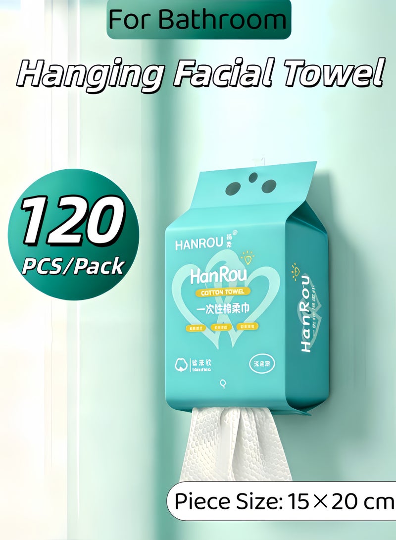120/240/480 PCS Hanging Facial Towel,Disposable Face Towel,Makeup Remover Dry Wipes,Clean Towel Cotton Tissue,Makeup Remover Tissue,Ultra Soft,Dry Wet Dual Portable,Use for Sensitive Skin & Baby & Makeup Remover & Personal Care(120 PCS/Pack) - Image 1