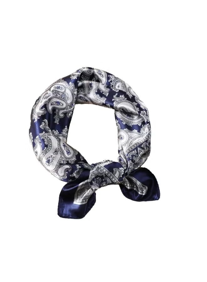 Elevate your accessory collection with this versatile 4-piece set of satin simulated silk square scarves. Each scarf features an elegant retro cashew print pattern that adds a sophisticated touch to any outfit. Measuring 60 x 60 centimeters, these scarves are perfectly sized for multiple styling options - wear them as fashionable hair bandanas, neck scarves, or decorative accessories. The smooth satin silk-like fabric provides a luxurious feel and gentle touch, making these scarves ideal for both daytime wear and nighttime hair protection. The set includes four beautiful scarves, offering excellent value and variety for your wardrobe. Their boho-inspired design makes them perfect for creating various looks, from classic to contemporary. - Image 3