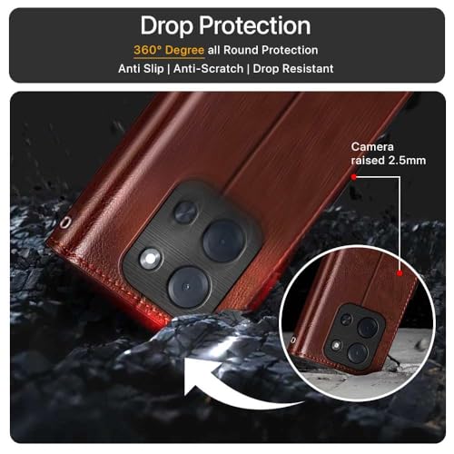 WOW IMAGINE Shock Proof Flip Cover Back Case Cover for Mi Redmi 15C 5G | Poco C85 5G 2025 (Flexible | Leather Finish | Card Pockets Wallet & Stand | Brown) - Image 4