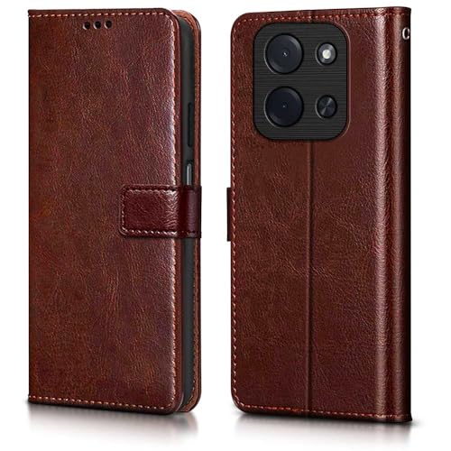 WOW IMAGINE Shock Proof Flip Cover Back Case Cover for Mi Redmi 15C 5G | Poco C85 5G 2025 (Flexible | Leather Finish | Card Pockets Wallet & Stand | Brown) - Image 1