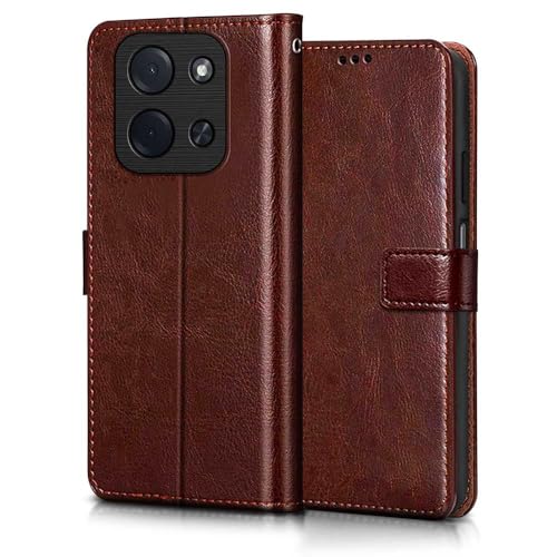 WOW IMAGINE Shock Proof Flip Cover Back Case Cover for Mi Redmi 15C 5G | Poco C85 5G 2025 (Flexible | Leather Finish | Card Pockets Wallet & Stand | Brown) - Image 2