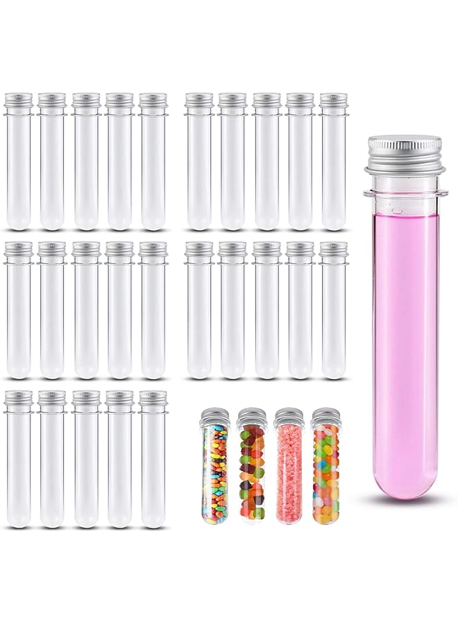 erorex Clear Plastic Test Tubes 25 Pcs 31X140Mm 40Ml Test Tubes With Screw Caps For Salt Container Bath Salts Classroom Supplies Storage Container  - Image 1