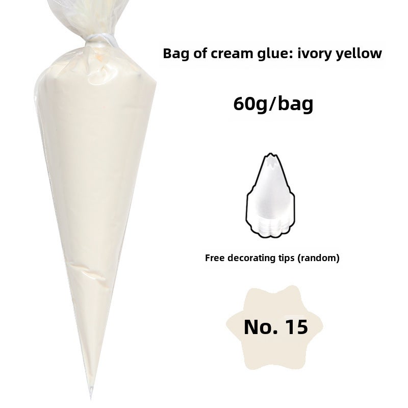 Generic DIY Craft Phone Case Kit with Faux Cream Glue Ivory Yellow 