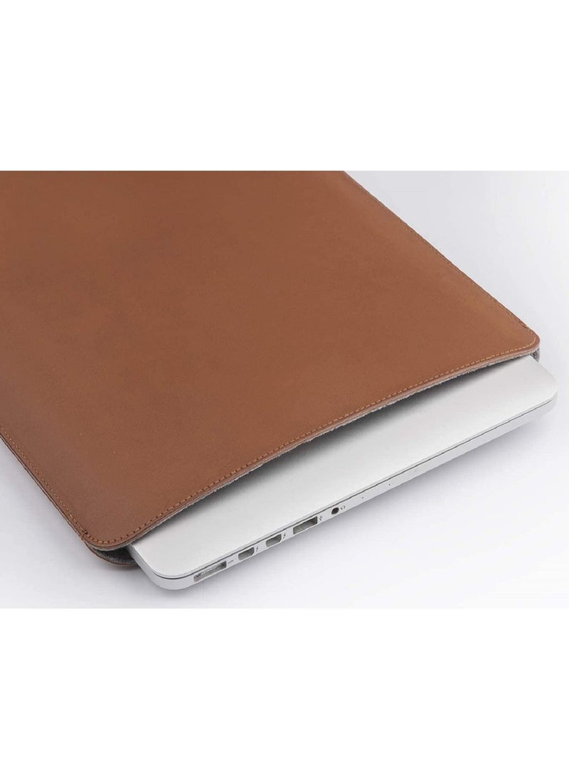 CONTACTS 13 13.3 inches Laptop Sleeve Compatible for MacBook Pro MacBook Air and All Other Laptops Under 13.3  Pu Leather Brown  - Image 3