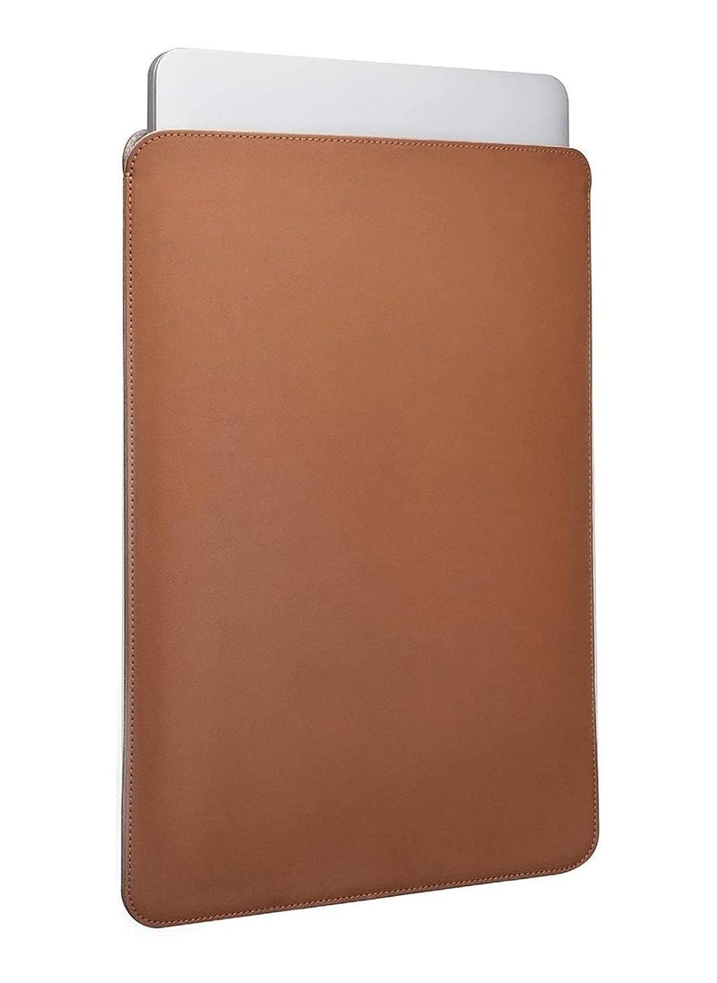 CONTACTS 13 13.3 inches Laptop Sleeve Compatible for MacBook Pro MacBook Air and All Other Laptops Under 13.3  Pu Leather Brown  - Image 4