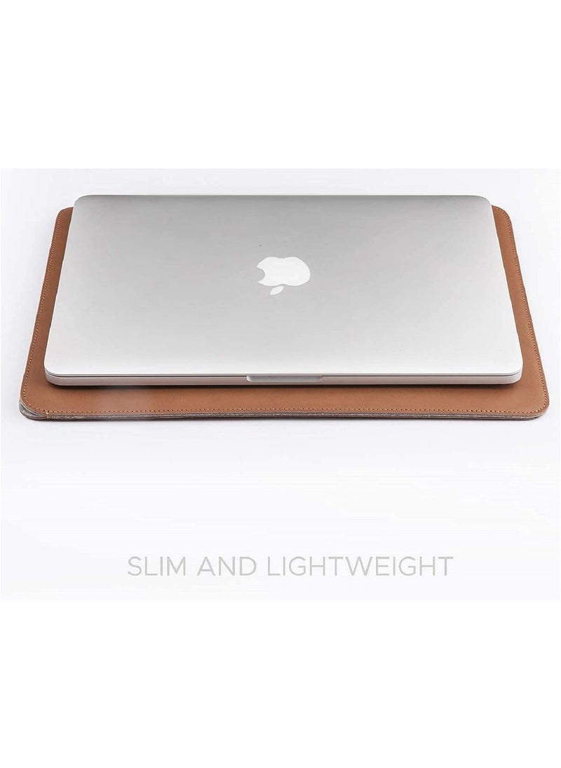 CONTACTS 13 13.3 inches Laptop Sleeve Compatible for MacBook Pro MacBook Air and All Other Laptops Under 13.3  Pu Leather Brown  - Image 5