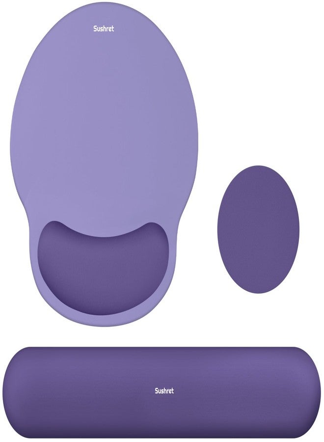 Sushret Keyboard Wrist Rest Set, Non-Slip Base, Pain Relief Support for Office & Home, Purple - Image 1