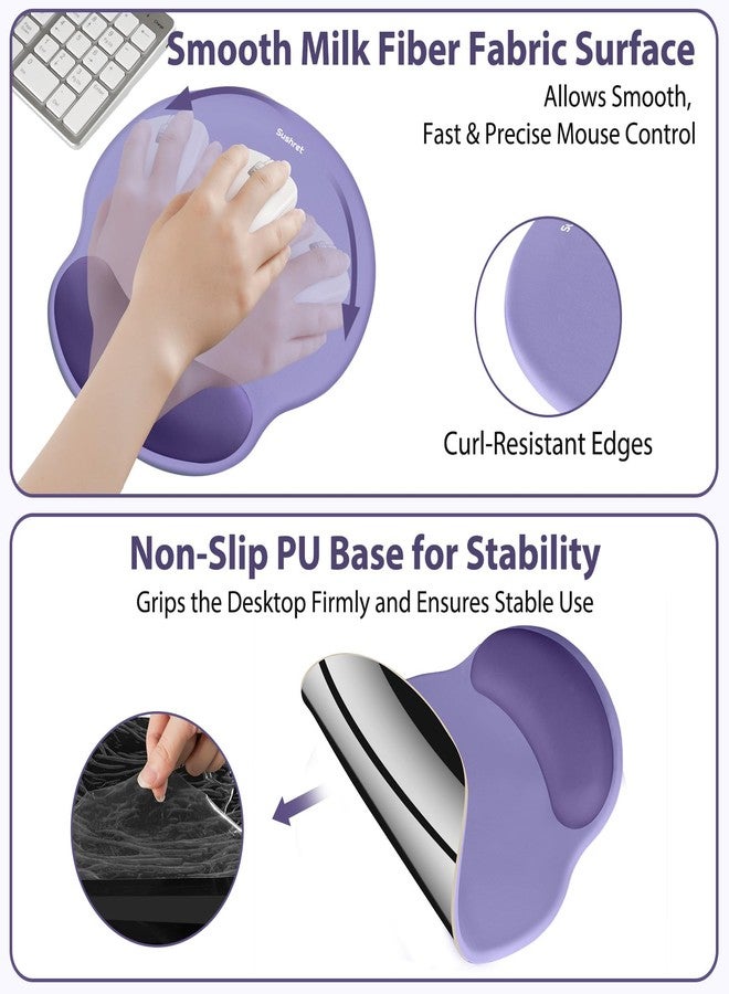 Sushret Keyboard Wrist Rest Set, Non-Slip Base, Pain Relief Support for Office & Home, Purple - Image 4