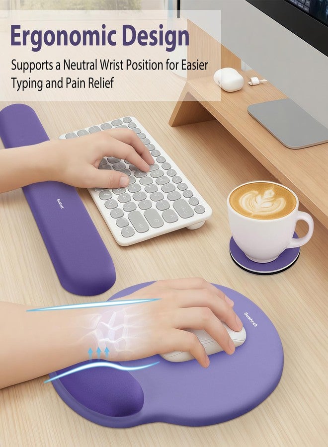 Sushret Keyboard Wrist Rest Set, Non-Slip Base, Pain Relief Support for Office & Home, Purple - Image 2
