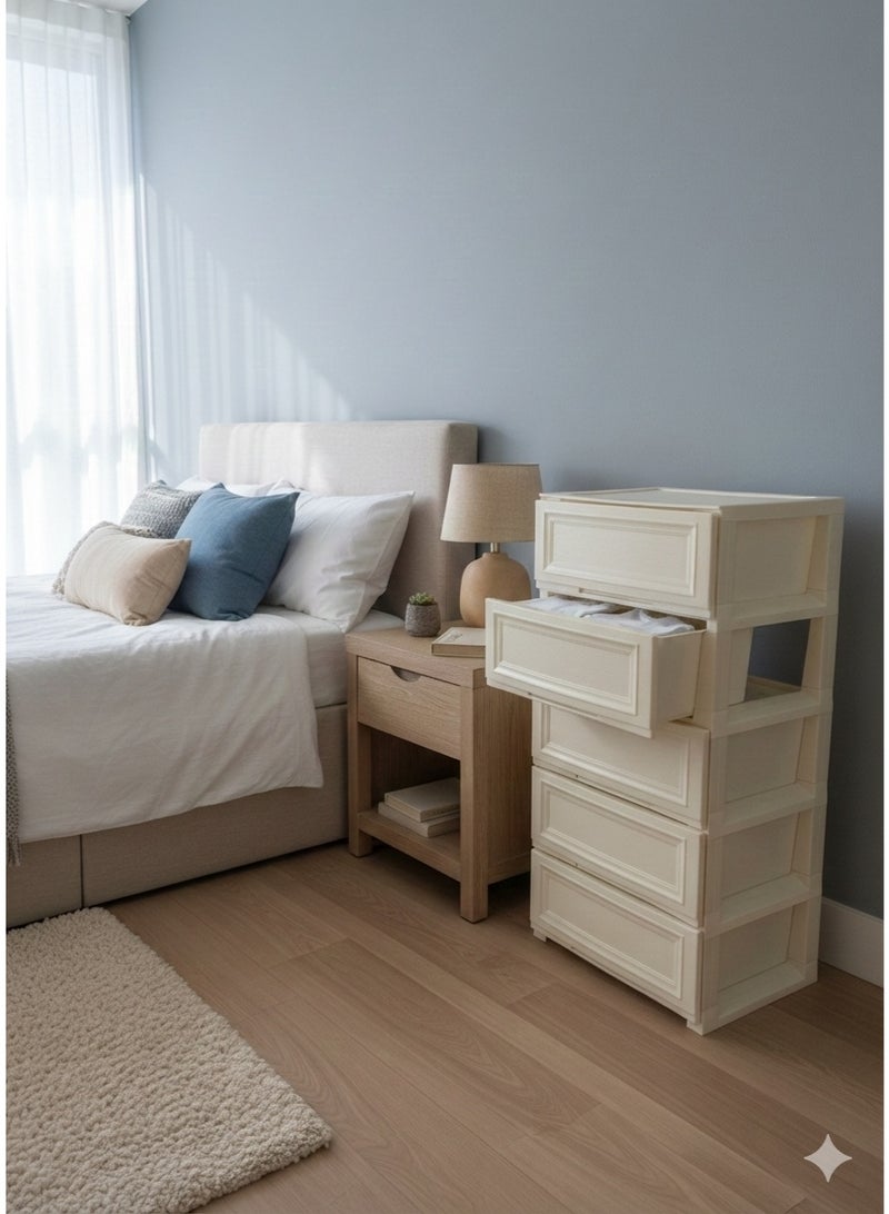 المفرج خزانة أدراج فاخرة - تُضفي لمسة من الأناقة العملية على غرف النوم، وغرف الأطفال، والمطابخ، وغرف الغسيل. المقاس: 41×56×110 سم، اللون: لؤلؤي - Image 3