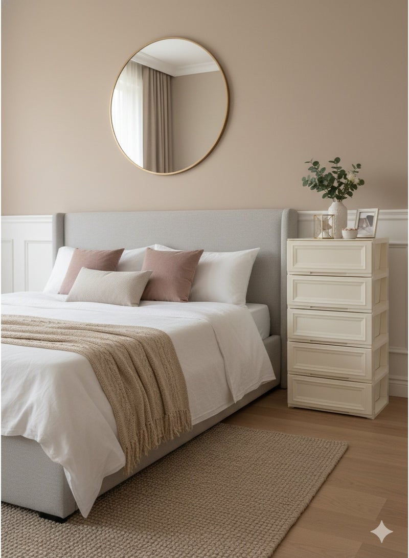 المفرج خزانة أدراج فاخرة - تُضفي لمسة من الأناقة العملية على غرف النوم، وغرف الأطفال، والمطابخ، وغرف الغسيل. المقاس: 41×56×110 سم، اللون: لؤلؤي - Image 2