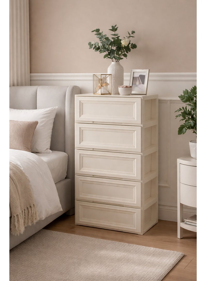 المفرج خزانة أدراج فاخرة - تُضفي لمسة من الأناقة العملية على غرف النوم، وغرف الأطفال، والمطابخ، وغرف الغسيل. المقاس: 41×56×110 سم، اللون: لؤلؤي - Image 1