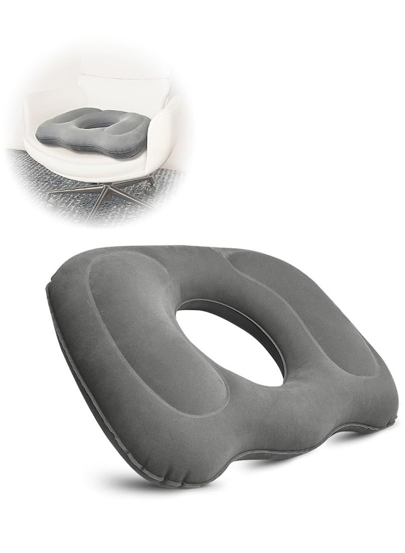 XiuWoo Inflatable Donut Pillow, Hemorrhoid Cushion, Excellent for Tailbone, Prostate, Sciatica, Bed sores, Post Surgical Pain, Orthopedic Firm seat Cushion for Home, Office or car, gray - Image 1