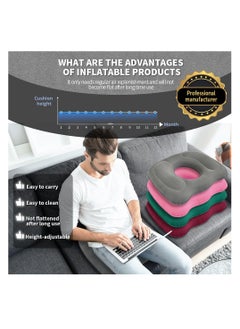 XiuWoo Inflatable Donut Pillow, Hemorrhoid Cushion, Excellent for Tailbone, Prostate, Sciatica, Bed sores, Post Surgical Pain, Orthopedic Firm seat Cushion for Home, Office or car, gray  - Image 3