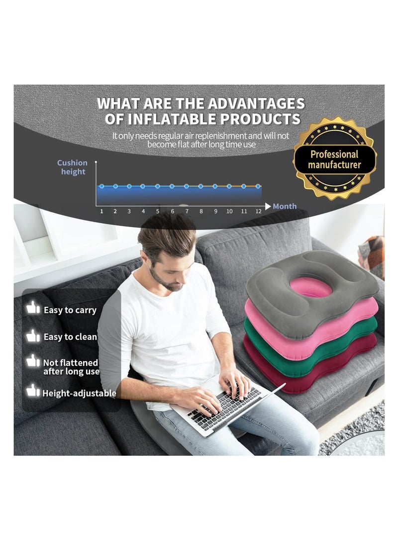XiuWoo Inflatable Donut Pillow, Hemorrhoid Cushion, Excellent for Tailbone, Prostate, Sciatica, Bed sores, Post Surgical Pain, Orthopedic Firm seat Cushion for Home, Office or car, gray  - Image 3