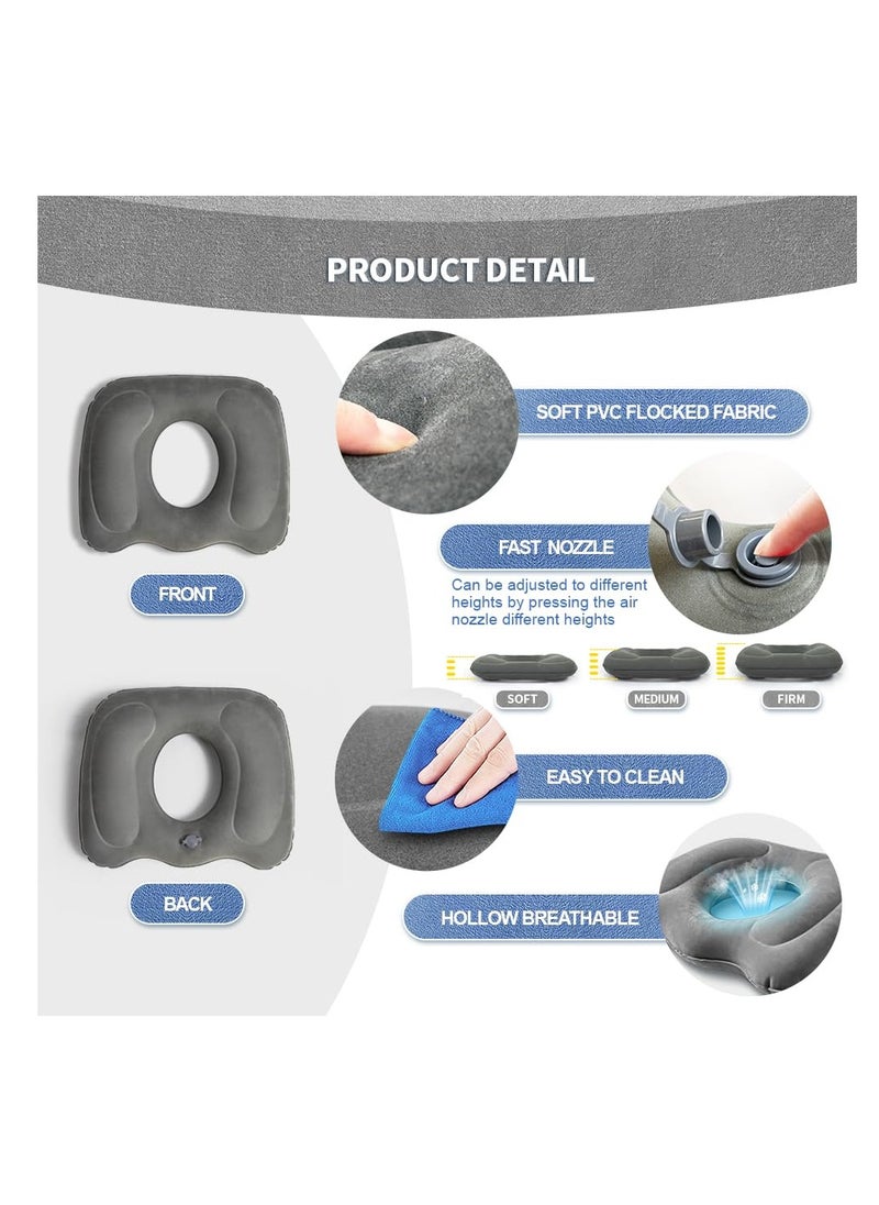 XiuWoo Inflatable Donut Pillow, Hemorrhoid Cushion, Excellent for Tailbone, Prostate, Sciatica, Bed sores, Post Surgical Pain, Orthopedic Firm seat Cushion for Home, Office or car, gray  - Image 4
