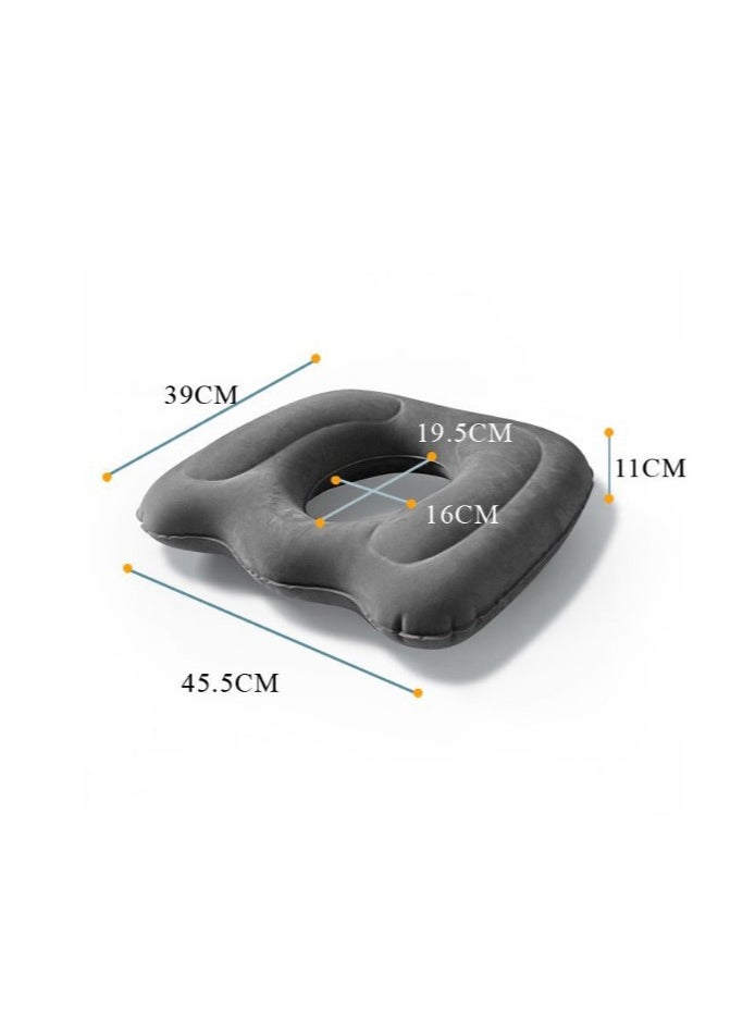 Inflatable Donut Pillow, Hemorrhoid Cushion, Excellent for Tailbone, Prostate, Sciatica, Bed sores, Post Surgical Pain, Orthopedic Firm seat Cushion for Home, Office or car, gray