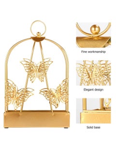 Excefore Decorative Tray Metal Tray Coil Holder Birdcage Retro Portable Incense Burner Incense Burner Holder Coil Holder for Home and Camping Golden Candlestick Holders Candlestick Holders  - Image 5