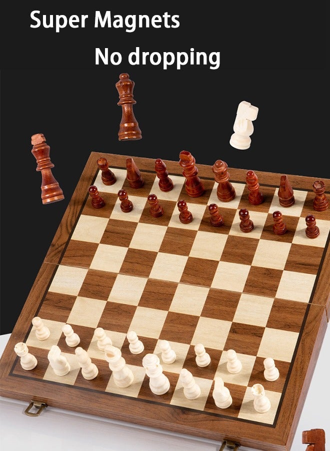 Sophisticated Magnetic Wooden Chess Checkers Set for Kids and Adults  - Image 3